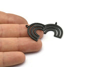 Black Charm, 4 Oxidized Black Brass, Black Pendants, Charm Pendants, Black Semi Circle Charms With 1 Loop (25x19x1.2mm) N1474 H1308
