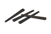 Black Necklace Bar, 12 Textured Oxidized Black Brass Necklace Blanks With 2 Holes (43x6x3x0.80mm) M869