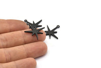 Siyah Boom Charm, 1 Döngülü 4 Oksitlenmiş Siyah Pirinç Boom Charm (25x23x2mm) N1487