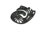 Black Bird Charm, 2 Oxidized Black Brass Bird Charms With 1 Loop, Findings (33x26x1mm) N1476 H1309
