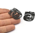 Black Bird Charm, 2 Oxidized Black Brass Bird Charms With 1 Loop, Findings (33x26x1mm) N1476 H1309