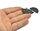 Hammered Half Moon, 2 Hammered Oxidized Black Brass Semi Circle Blanks (30x15x1.2mm) N0209