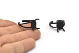Black Claw Ring, 2 Oxidized Black Brass Adjustable 4 Claw Rings - Ring Stone Setting - Pad Size 12x10mm N1386 H1310