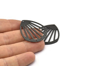 Siyah Damla Charm, 6 Delikli 2 Oksitlenmiş Siyah Pirinç Damla Charm, Bağlantı Parçaları (36x33x0,80 mm) M968