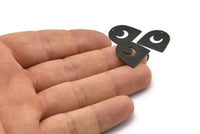 Siyah Ay Tılsımı, 1 Delikli 20 Oksitlenmiş Siyah Pirinç D Şeklinde Tılsım (16x17x0,50 mm) M1063