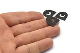 Siyah Ay Tılsımı, 1 Delikli 20 Oksitlenmiş Siyah Pirinç D Şeklinde Tılsım (16x17x0,50 mm) M1063