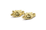Brass Wolf Charm, 4 Raw Brass Wolf Charms With 1 Loop (20x11mm) N1546
