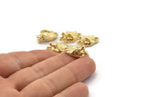 Brass Wolf Charm, 4 Raw Brass Wolf Charms With 1 Loop (20x11mm) N1546