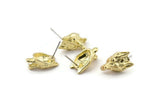 Brass Wolf Earring, 4 Raw Brass Wolf Stud Earrings (18x11mm) N1547