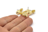 Brass Pineapple Earring, 4 Raw Brass Pineapple Stud Earrings (20x9mm) N1548