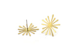 Brass Snowflake Earring, 10 Raw Brass Snowflake Stud Earrings (21x0.30mm) D1664 A1851