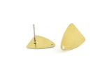 Brass Triangle Earring, 12 Raw Brass Triangle Stud Earrings With 1 Hole (13.5x15mm) N0668 A2111