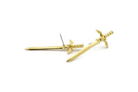 Zelda Sword Earring, 2 Raw Brass Sword Stud Earrings (45x15mm) N0800 A2145