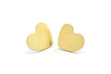 Brass Heart Earring, 8 Raw Brass Heart Stud Earrings (16x14x1mm) M848 A2143