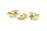 Brass Badge Earring, 2 Raw Brass Rosette Stud Earrings (33x20mm) N0946 A2157