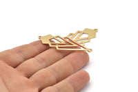 Gold Triangle Charm, 2 Gold Plated Brass Diamond Charms With 2 Loops (51x22x1mm) M01152 Q1050