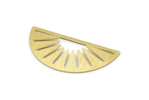 Brass Sun Blank, 6 Textured Raw Brass Semi Circle Blanks (36x17x0.60mm) M02073