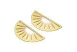Brass Sun Blank, 6 Textured Raw Brass Semi Circle Blanks (36x17x0.60mm) M02073