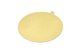Brass Circle Charm, 4 Raw Brass Circle Charms With 1 Loop, Pendants, Earrings, Findings (41x38x0.6mm) M02036