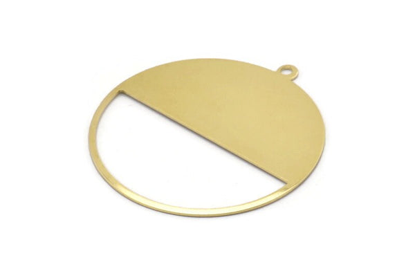 Brass Circle Charm, 4 Raw Brass Circle Charms With 1 Loop, Pendants, Earrings, Findings (41x38x0.6mm) M02046