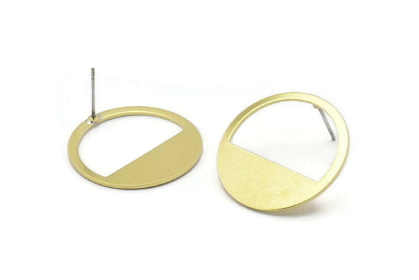 Brass Round Earring, 10 Raw Brass Round Stud Earring (25x0.80mm) M416 A2326