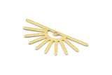 Brass Sun Charm, 8 Textured Raw Brass Sun Charms With 1 Hole (32x14x0.60mm) M02064