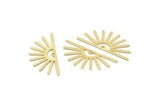 Brass Sun Charm, 8 Textured Raw Brass Sun Charms With 1 Hole (32x14x0.60mm) M02064