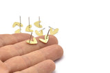 Brass Heart Earring, 10 Raw Brass Heart Stud Earrings (11x8x1mm) M705 A2341