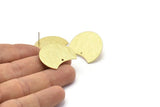 Brass Moon Earring, 4 Textured Raw Brass Moon Stud Earrings With 1 Hole (28x21x0.80mm) M063 A2336