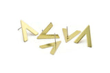 Brass Earring, 8 Raw Brass V Shaped Stud Earrings (19x18x1mm) M01121 A2353