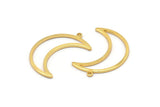Gold Moon Charm, 6 Gold Plated Brass Crescent Moon Charms With 1 Loop (25x8.5x1mm) E101
