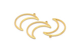 Gold Moon Charm, 6 Gold Plated Brass Crescent Moon Charms With 1 Loop (25x8.5x1mm) E101