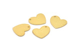 Gold Heart Charm, 4 Gold Plated Brass Heart Charms With 1 Hole (16x14x1mm) M850