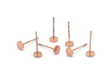 Rose Gold Round Earring, 10 Rose Gold Plated Brass Round Earring Studs (4x0.80mm) A1531