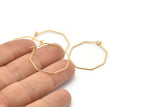 Gold Octagon Earring, 10 Gold Plated Brass Wire Octagon Earring Charms, Pendants, Findings (28.5x0.7mm) E302