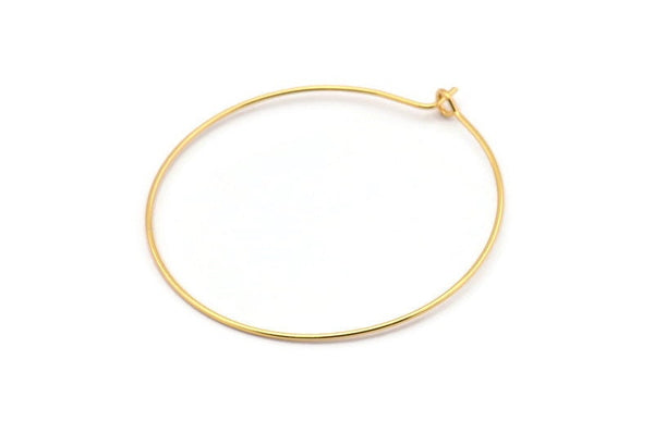Gold Earring Wires, 12 Gold Plated Brass Earring Wires (40x0.7mm) Bs 1080