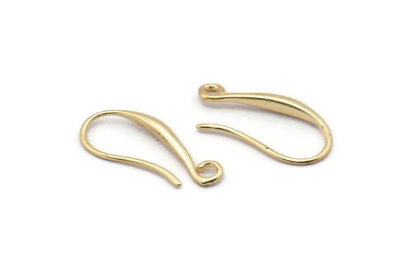 Gold Ear Hooks, 6 Gold Plated Brass Earring Wires, Earring Hooks (20mm) Y069 D1334