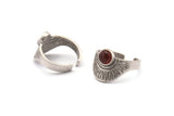 Silver Ring Settings, 2 Antique Silver Plated Brass Adjustable Sunrise Rings - Pad Size 6mm N0734