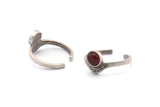 Silver Ring Settings, 4 Antique Silver Plated Brass Adjustable Sunrise Rings - Pad Size 6mm N0738 H1361