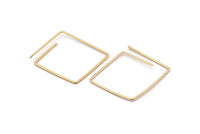 Gold Square Earring, 4 Gold Brass Wire Square Earring Charms With 1 Hole, Pendants, Findings (30x1mm) E548