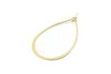 Gold Drop Earring, 6 Gold Plated Brass Wire Drop Earring Charms, Pendants, Findings (40x23x0.7mm) E382