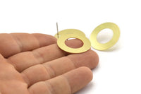 Brass Circle Earring, 10 Raw Brass Circle Stud Earrings (25mm) D0179 A2194