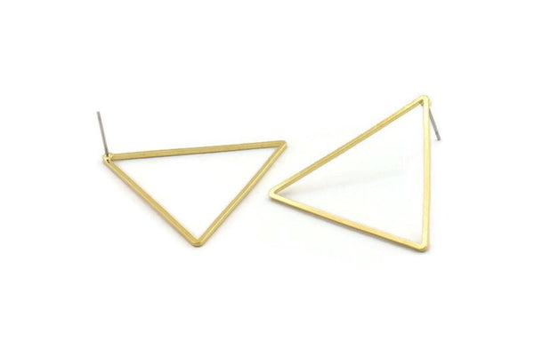 Brass Triangle Earring, 10 Raw Brass Triangle Stud Earrings (37x32x1mm) D1299 A2171