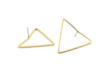 Brass Triangle Earring, 10 Raw Brass Triangle Stud Earrings (34x1mm) D0543 A2214