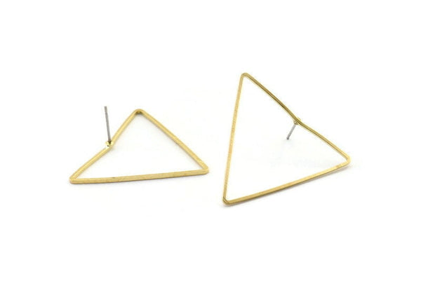 Brass Triangle Earring, 10 Raw Brass Triangle Stud Earrings (34x1mm) D0543 A2214