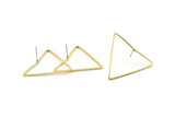 Brass Triangle Earring, 10 Raw Brass Triangle Stud Earrings (34x1mm) D0543 A2214