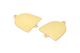Gold D Shape,  8 Gold Plated Brass D Shape Charms With 2 Loop, Brass Blanks (21x17x0.50mm) M1057