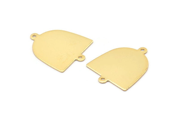 Gold D Shape,  8 Gold Plated Brass D Shape Charms With 2 Loop, Brass Blanks (21x17x0.50mm) M1057