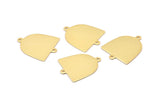 Gold D Shape,  8 Gold Plated Brass D Shape Charms With 2 Loop, Brass Blanks (21x17x0.50mm) M1057