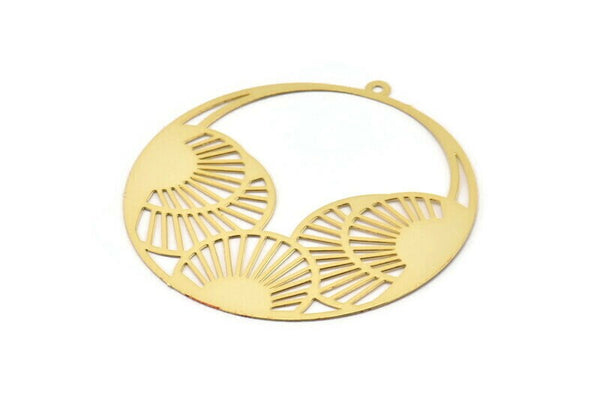 Gold Earring Charm, 2 Textured Gold Plated Brass Round Earring Charms With 1 Loop, Pendants, Findings (45mm) E442